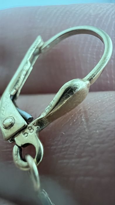 Серьги золото 585 камни Swarovski вес 6,32 длина 7 см