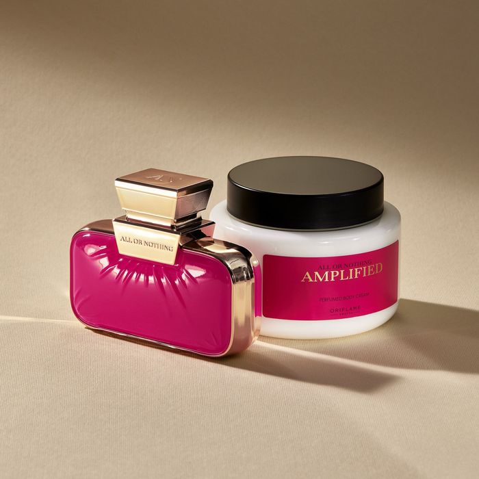 Zestaw All or Nothing Amplified Oriflame: perfumy+balsam. Nowe, folia