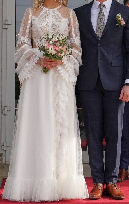 Wyjątkowa suknia ślubna Boho 2w1  rozm S plus dodatki