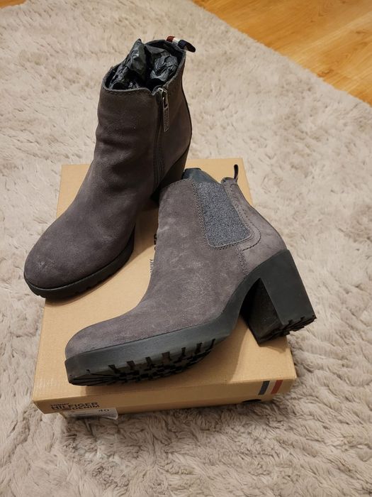 Botki damskie buty kobiece Tommy Hilfiger nowe rozmiar 40 szare stalow