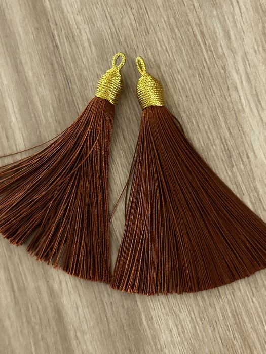 Chwosty brazowe kolczyki boho ozdoba bizuteria