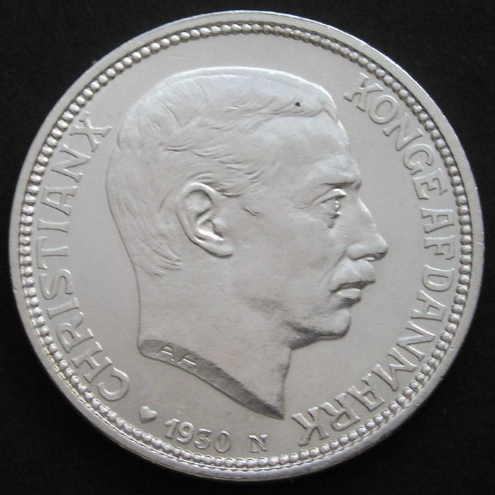 Dania 2 korony 1930 rok -  król Christian X - srebro - stan 1/2