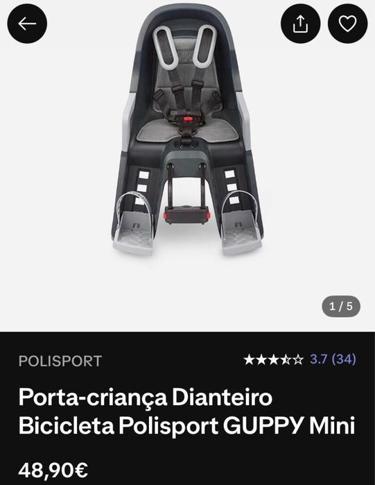Porta crianca/bebé dianteiro bicicleta GUPPY mini