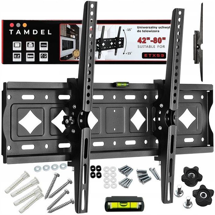 Uchwyt TV 42–80 cali WIESZAK na telewizor SOLIDNY AŻ 75kg REGULOWANY