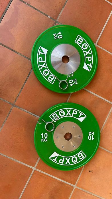 Kit Olímpico BOXPT Competição: Barra 15kg + Discos Bumper 20kg + Molas