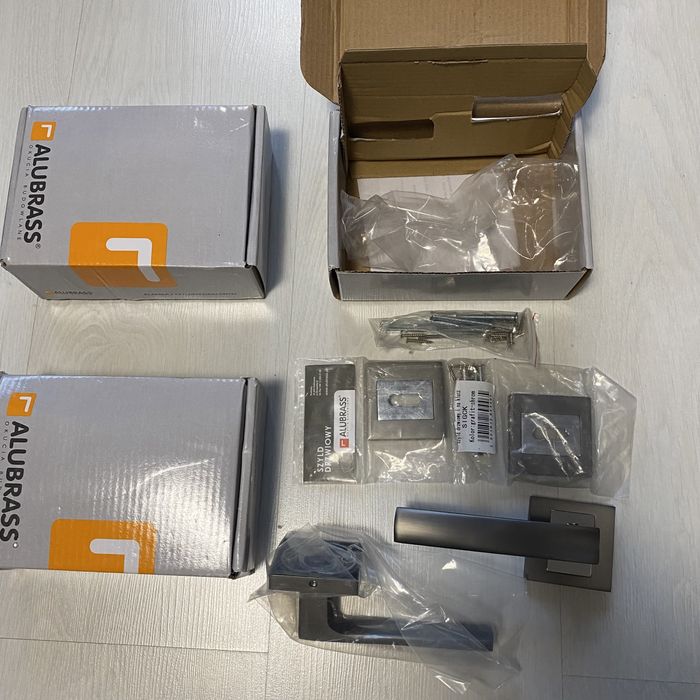 Klamka do drzwi nowe alubrass szyld drzwiowy grafit chrom