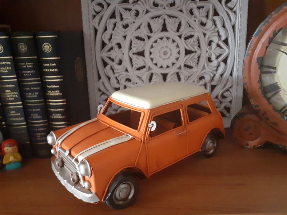 Mini Cooper 27 cm Vintage Coleção Carro em Metal
