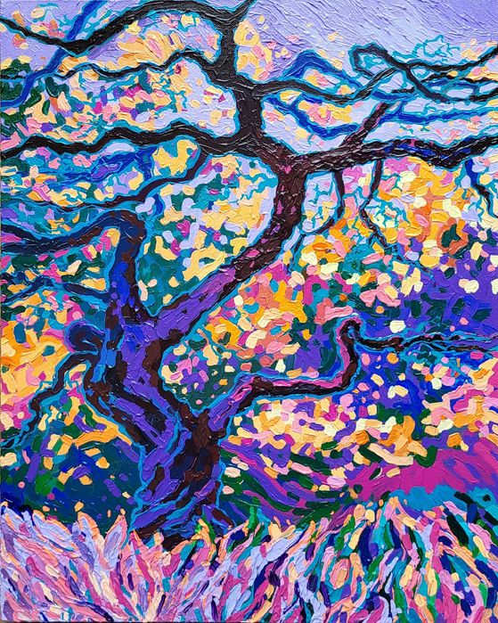 Oryginalny kolorowy obraz akrylowy 40x50 cm na płótnie, drzewo