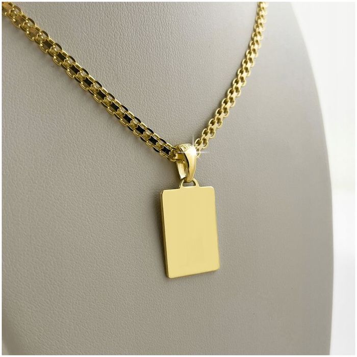 Złoty Łańcuszek Bismark Nieśmiertelnik Z Grawerem 925/585 Prezent 55cm