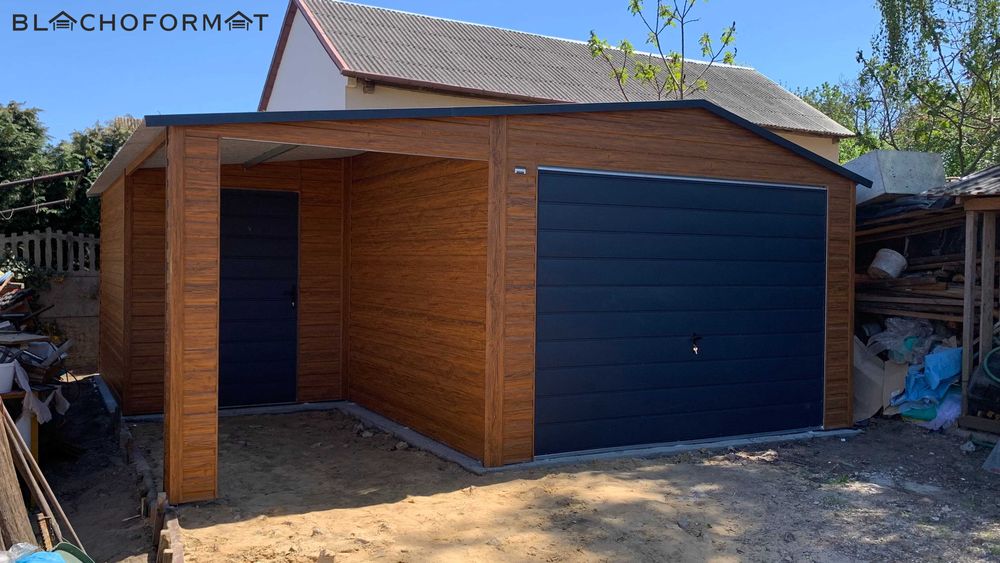 Garaż blaszany 6x6 z wnęką 3x3 z profila zamkniętego ocynkowanego