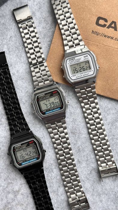 Годинник Vintage A159 silver-black | касіо A168 | часы касыо A158