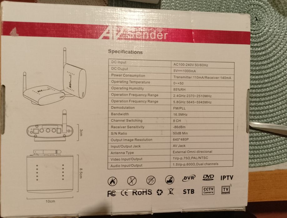 PAKITE AV sender . Bezprzewodowy transmiter sygnału TV