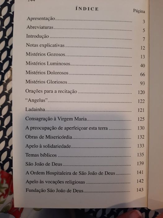 Livro "Mistérios do Rosário da Virgem Santa Maria com São João de Deus
