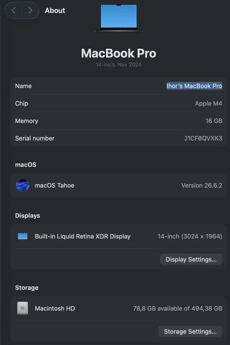 Macbook 14 Pro M4
