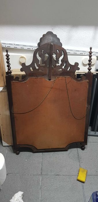 Espelho antigo moldura madeira talhada