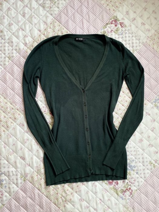 Zielony ciemny sweterek lekki M 38 my star basic 45% wełna