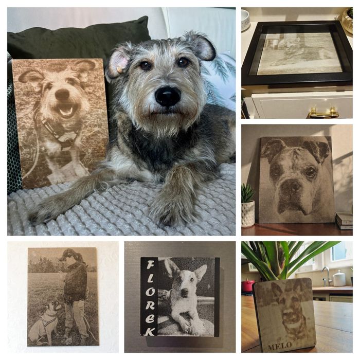 Portret, Obraz ze zdjęć grawerowany laserowo, wyposażenie wnętrz