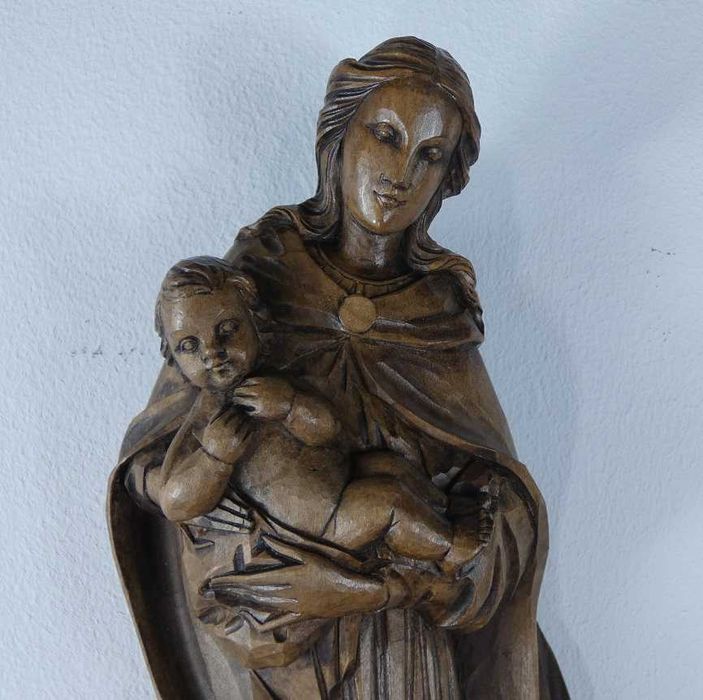 Figura drewno Maryja z Dzieciątkiem JEZUS MADONNA wąż 39 cm