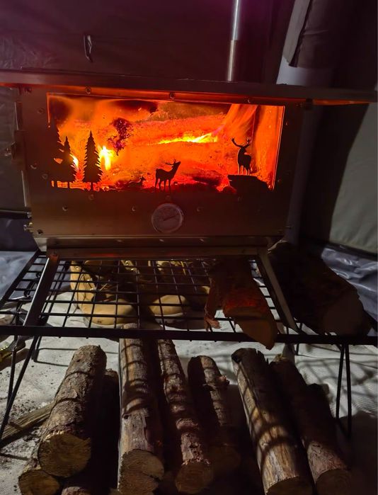 Міні камін туристичний,для намету.Камін на дрова з нержавіючої сталі.