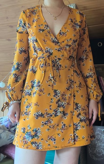 Krótka elegancka sukienka Boho kwiaty