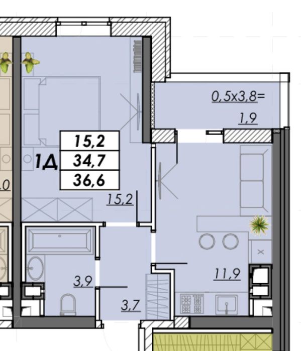 1 комнатная  37 м2 Кирпичный дом/Черемушки/РАССРОЧКА  на 48 МЕС