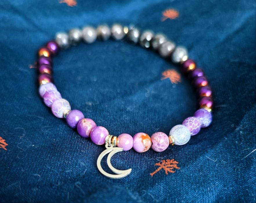Fioletowa bransoletka z naturalnych kamieni