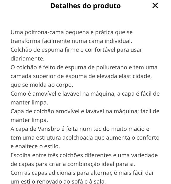 Sofá-cama de 1 lugar IKEA