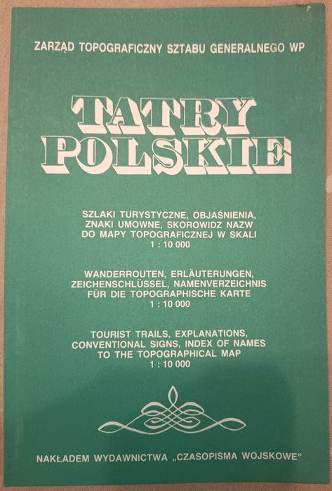 Tatry Polskie mapa topograficzna w skali 1:10000, 1992 rok.