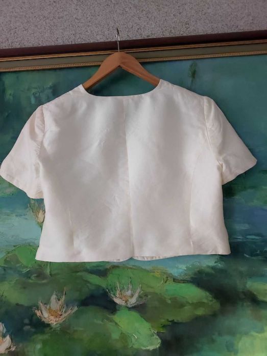 żakiet bolerko marynarka narzutka jedwabna metaliczna  elegancka