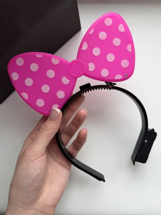 Сяючий обруч з бантиком minnie mouse. led обруч дитячий