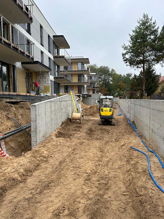 Usługi koparko-ładowarką, minikoparką, wyburzenia, transport