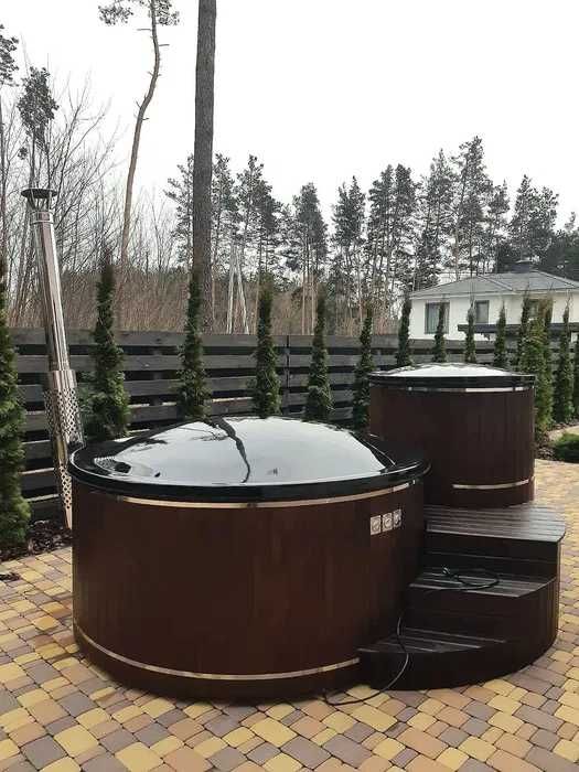 Гаряча купіль на дровах. Карпатський чан з джакузі від виробника.