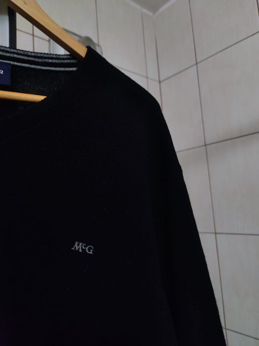 Sweter klasyczny McGregor XL męski czarny ciemny black wełna wełniany