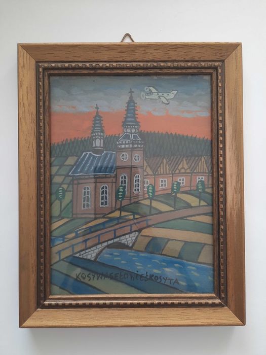 Kolekcja 4 obrazów z pieczęciami  - pamiątka z Krynicy Nikifor artysta