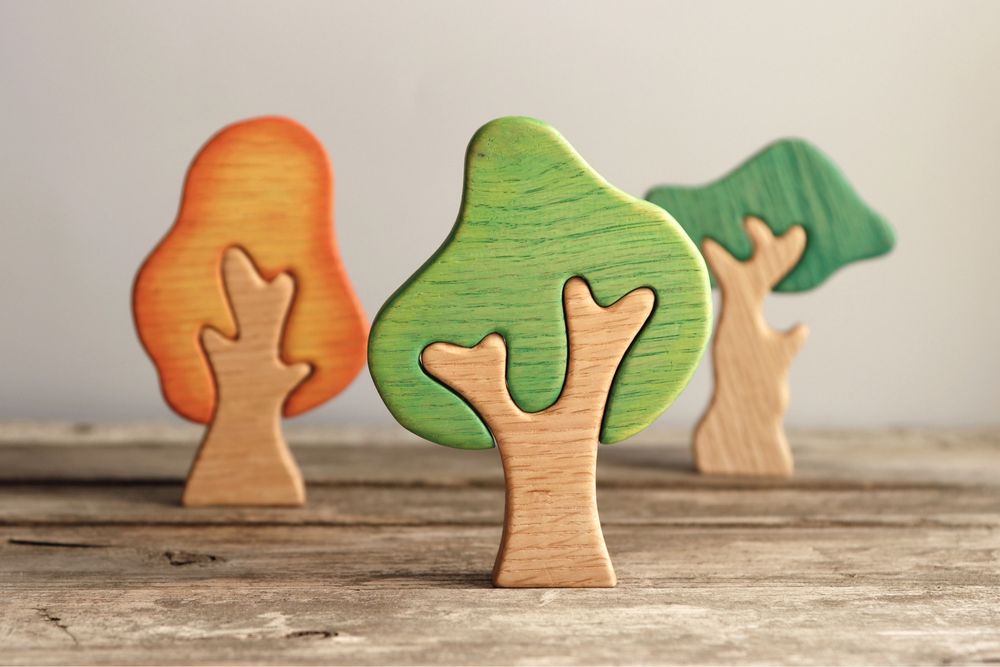 Zabawki drewniane drzewka Montessori