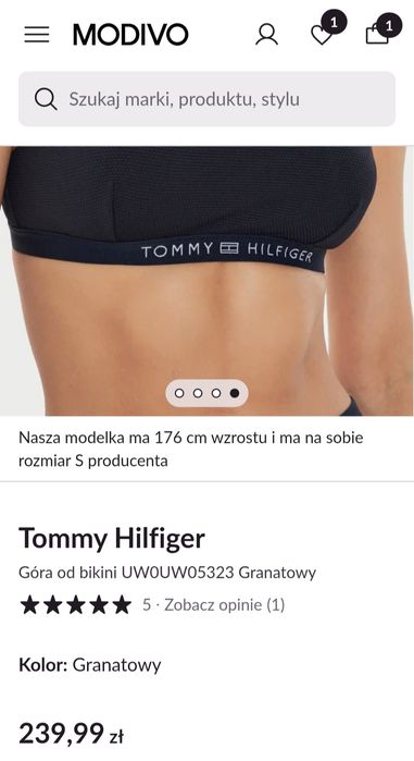 Góra stroju kąpielowego Tommy Hilfiger, stanik bikini, góra od bikini
