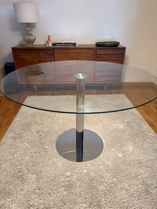 Mesa de Jantar ÁREA em Vidro Redonda – 120 cm – Design Moderno