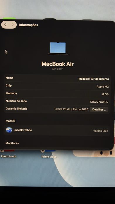 Macbook Air M2 2022 - 8GB/RAM - 512GB SSD - Como novo + caixa e acess.