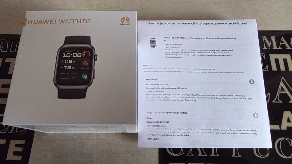 HUAWEI WATCH D2 jak NOWY czarny GWAR.PRODUCENTA 10/01/2028 !Komplet