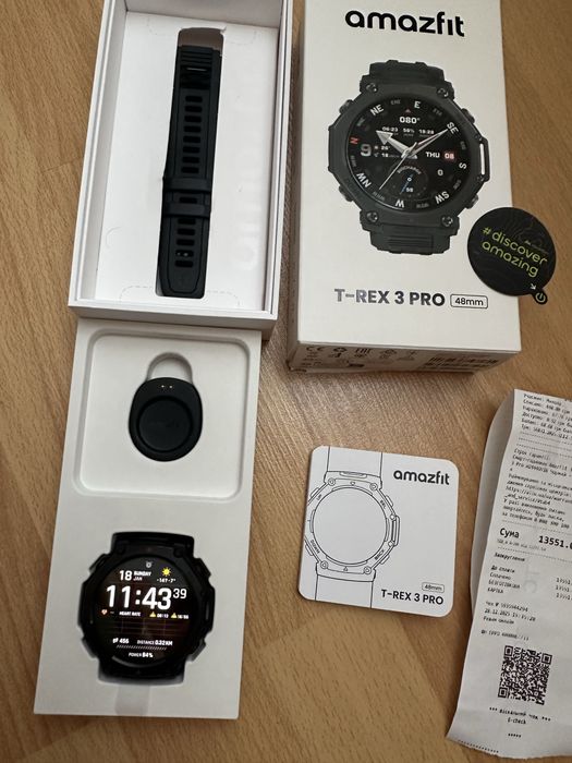 Amazfit T-rex 3 Pro 48mm.Нові,на гарантії.Повний комплект,наложка є
