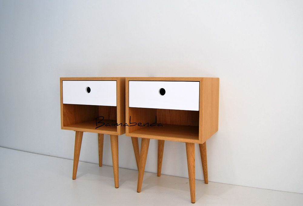 Par de Mesas de Cabeceira retro vintage estilo nordico