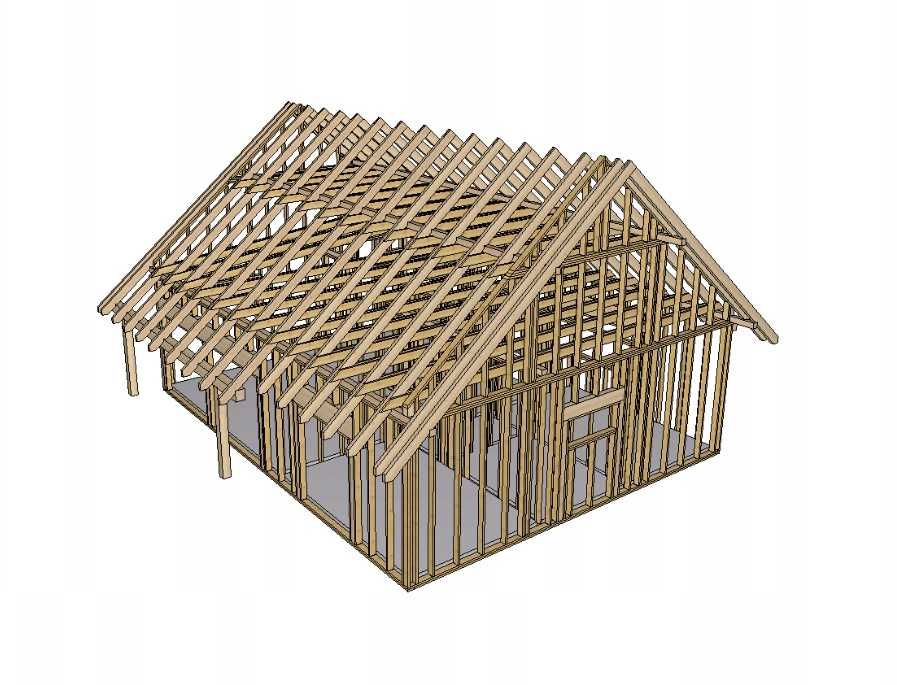 Domy szkieletowe wycięte CNC - konstrukcje drewniane - drewno KVH C24