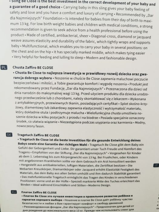 Sprzedam chustę zaffiro be close