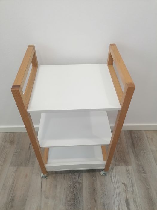 Carrinho de apoio bambu c rodas