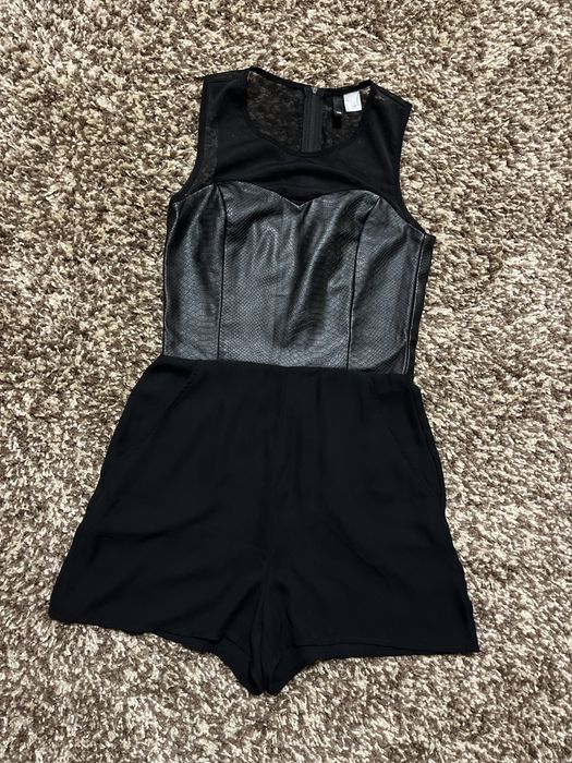 Чорний комбінезон шкіра/шифон h&m