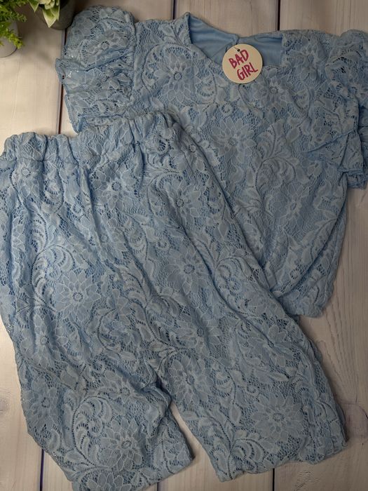 Новий костюм для дівчинки 152 см/з кружевом шорти-штани прозорі топ