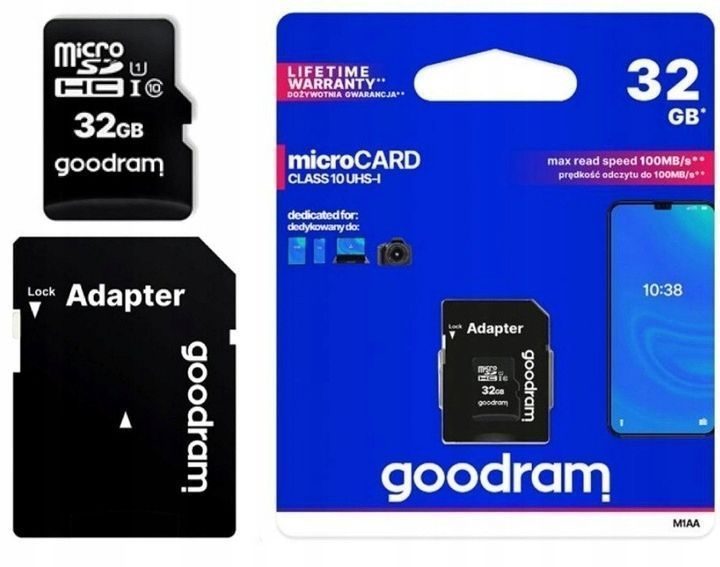 Goodram Karta Pamięci 32 GB 100MB/S Micro SD HC Klasa 10 + Adapter