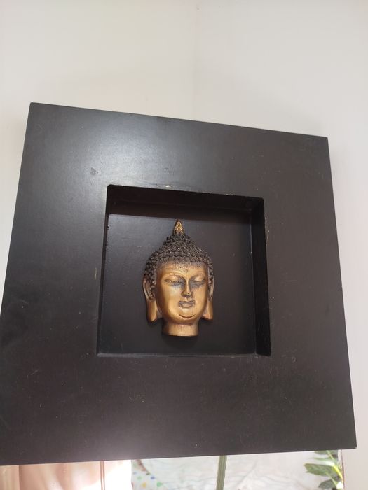 Conjunto de 3 Quadros Decorativos Estilo Zen / Buda - Moldura Preta