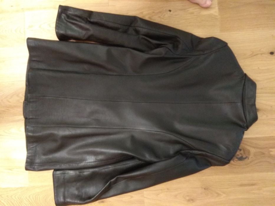 Кожаный черный  пиджак