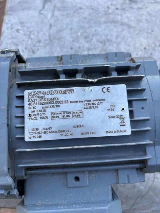 Motoreduktor 0,55  kw  107 obr